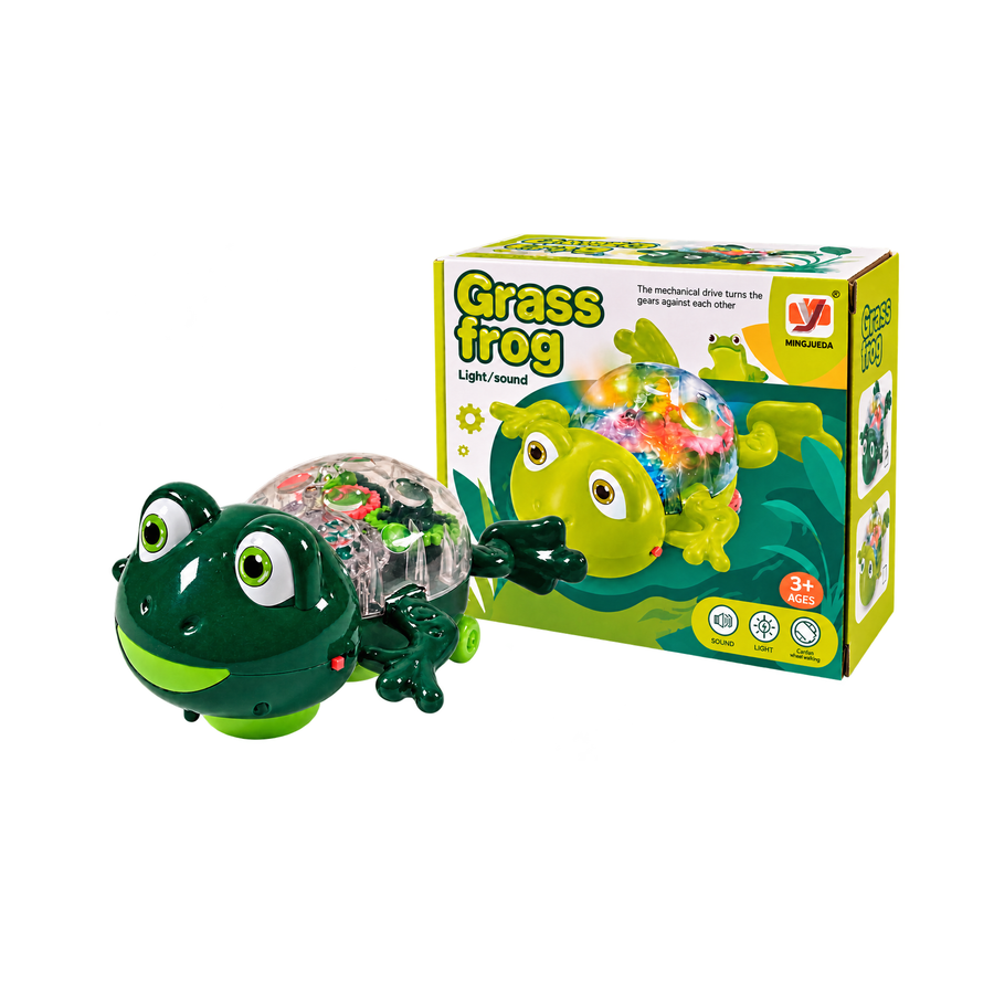 Grass Frog Light and Sound Toy with Visible Gears