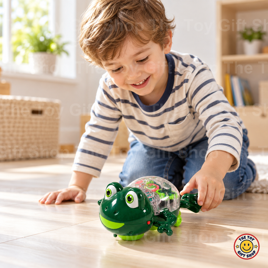 Grass Frog Light and Sound Toy with Visible Gears