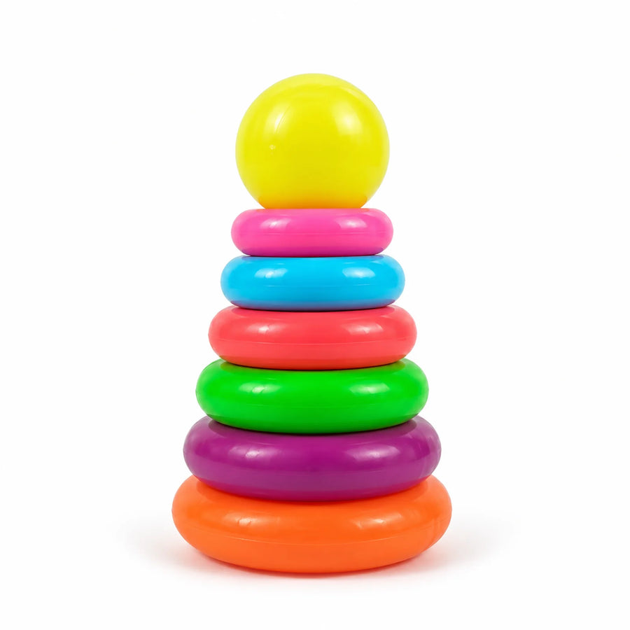 Rainbow Stacking Rings – Small and its box.