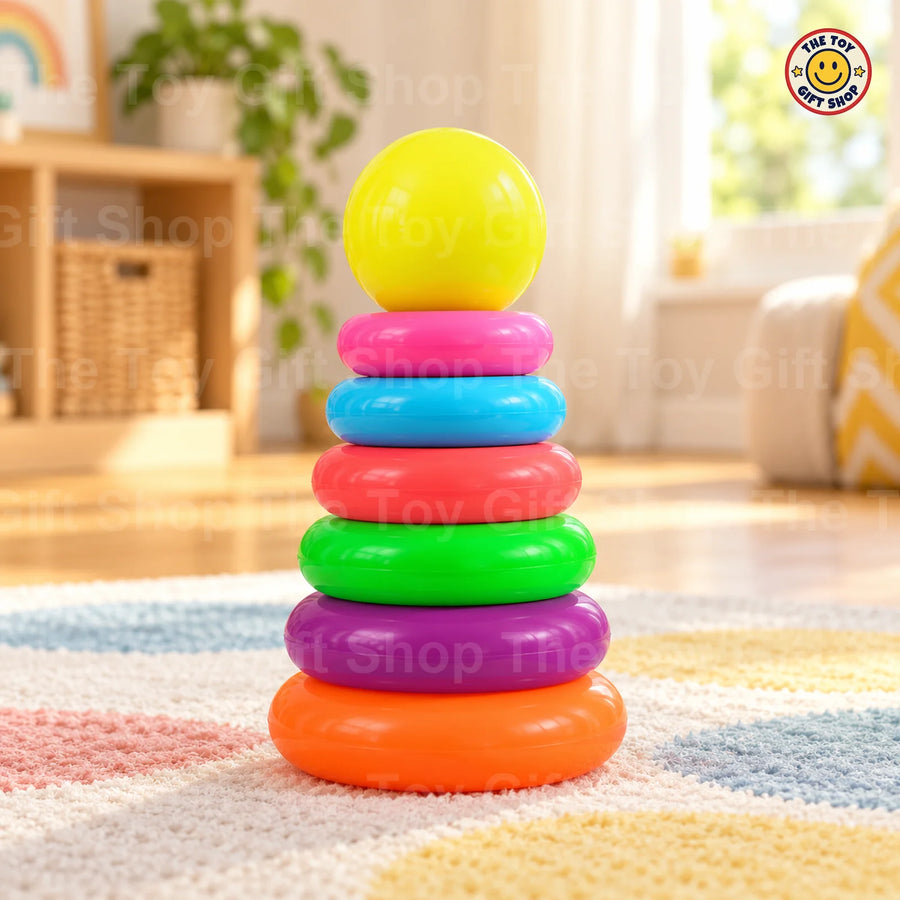 Rainbow Stacking Rings with Ball Topper – Small – photo 3