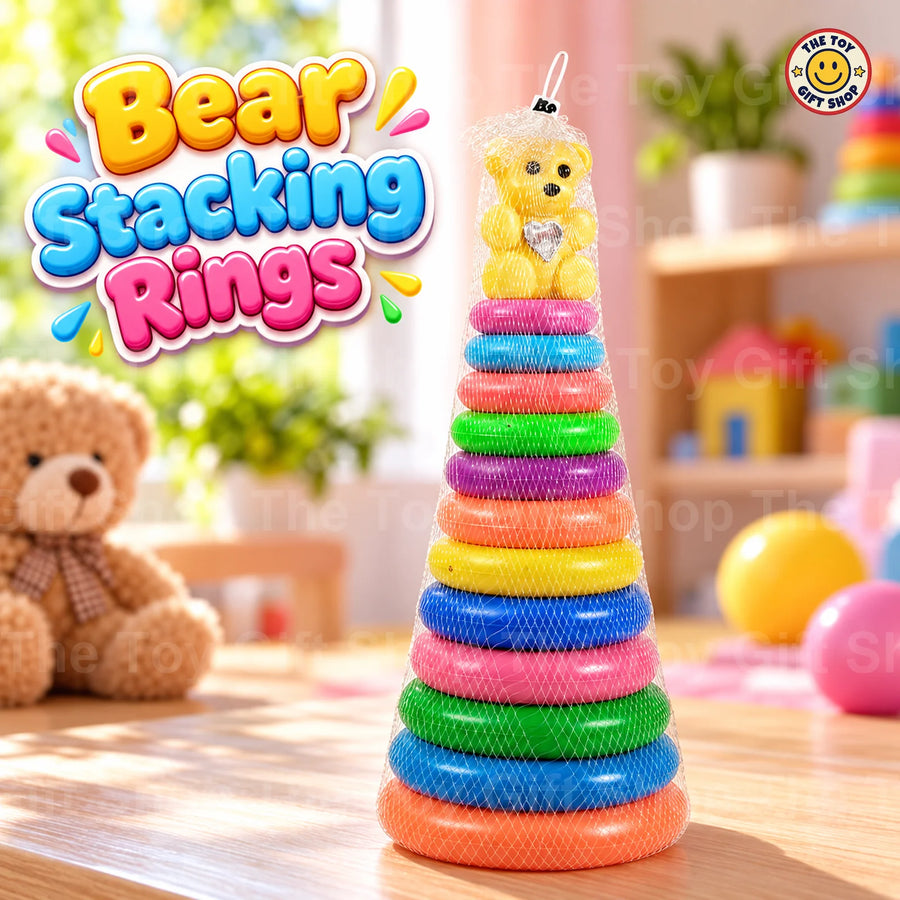 Rainbow Stacking Rings with Bear Topper – Large – photo 2