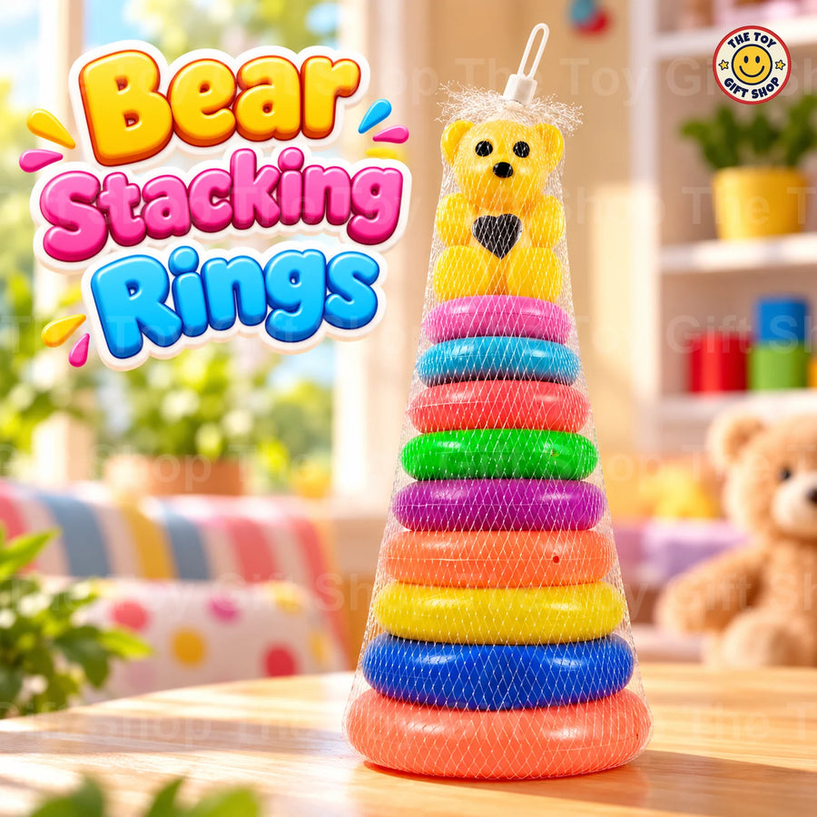 Rainbow Stacking Rings with Bear Topper – Medium – photo 2