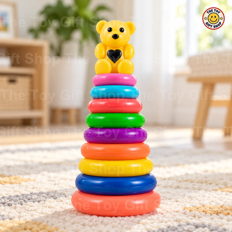 Rainbow Stacking Rings with Bear Topper – Medium – photo 3