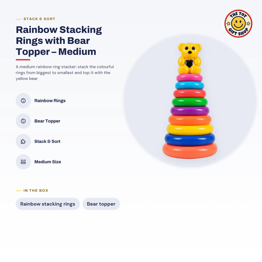 Rainbow Stacking Rings with Bear Topper – Medium – photo 4