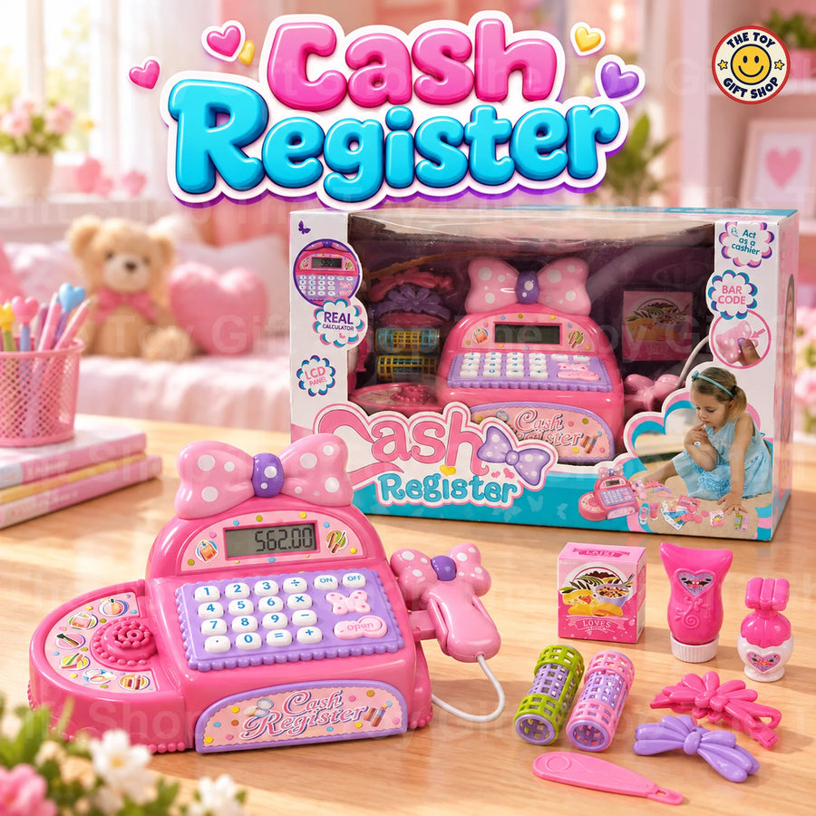 Pink Cash Register with Real Calculator and Scanner – photo 2