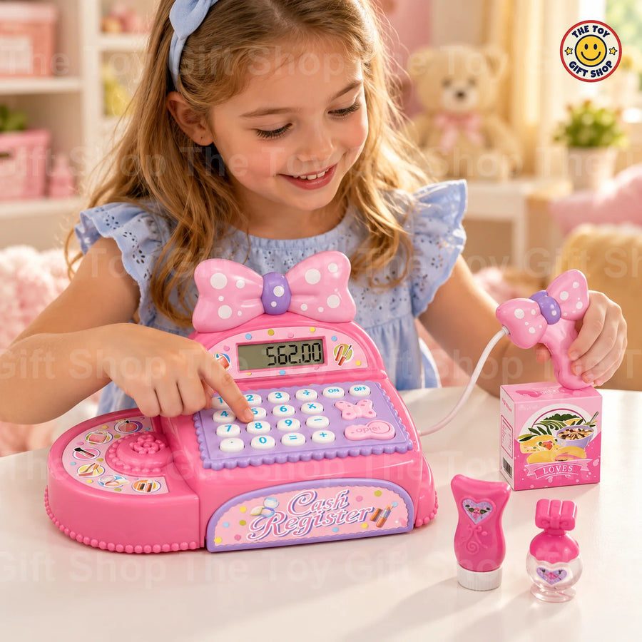 Pink Cash Register with Real Calculator and Scanner – photo 3