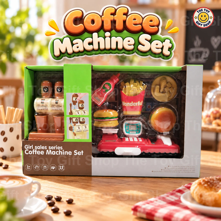 Coffee Machine Set with Cash Register and Play Food – photo 2