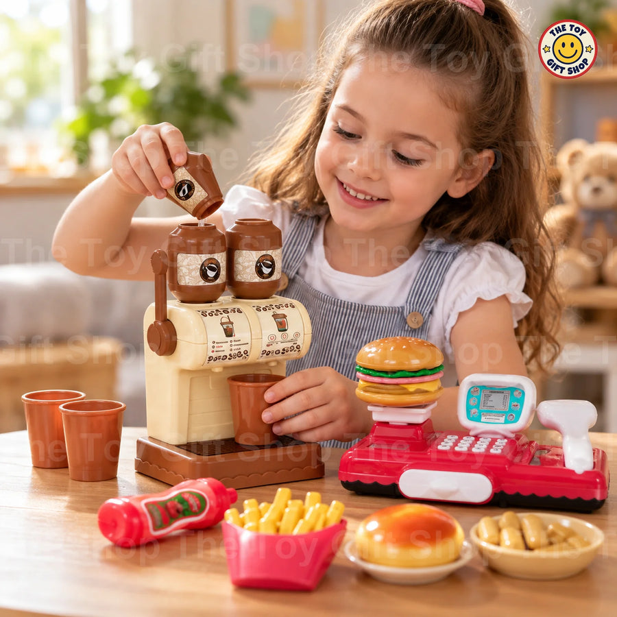 Coffee Machine Set with Cash Register and Play Food – photo 3