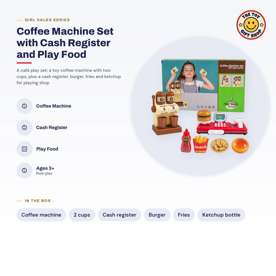 Coffee Machine Set with Cash Register and Play Food – photo 4