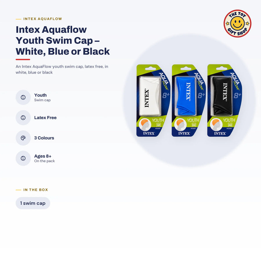 Intex AquaFlow Youth Swim Cap – White, Blue or Black – photo 8