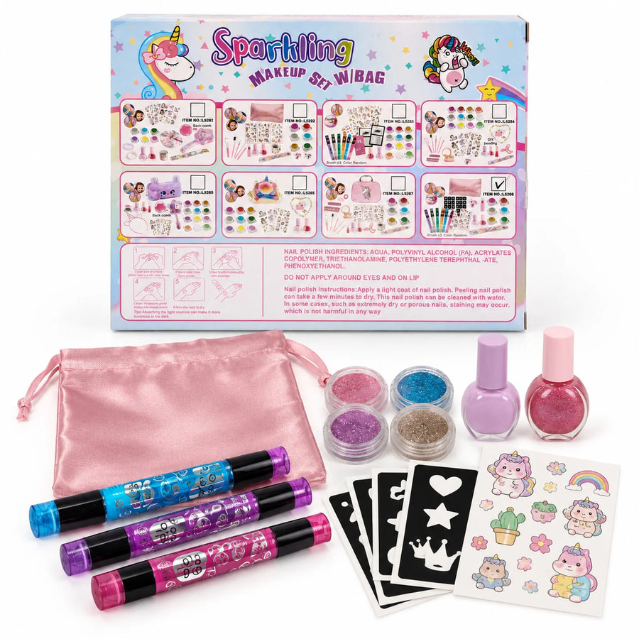 Sparkling Makeup Set with Bag and its box.