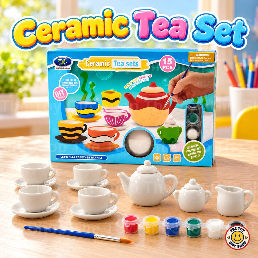 Ceramic Tea Set Painting Kit – 15 Pieces – photo 2