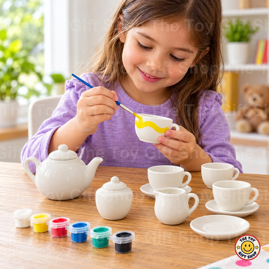 Ceramic Tea Set Painting Kit – 15 Pieces – photo 3