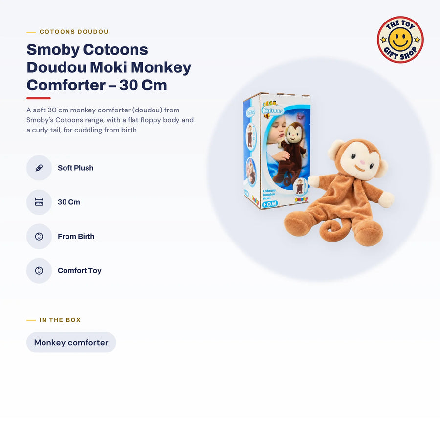 Smoby Cotoons Doudou Moki Monkey Comforter – 30 cm – photo 4