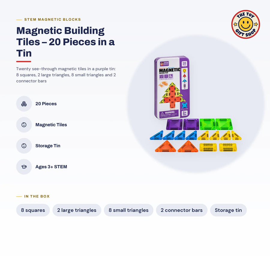 Magnetic Building Tiles – 20 Pieces in a Tin – photo 4