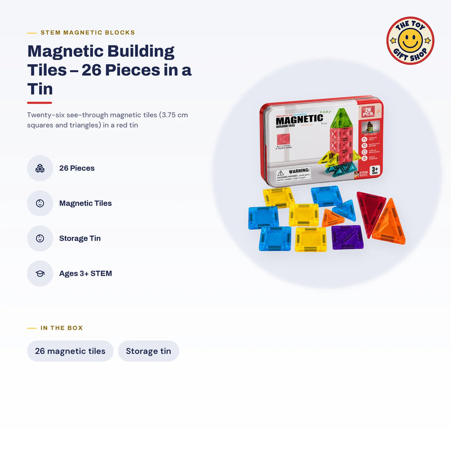 Magnetic Building Tiles – 26 Pieces in a Tin – photo 4