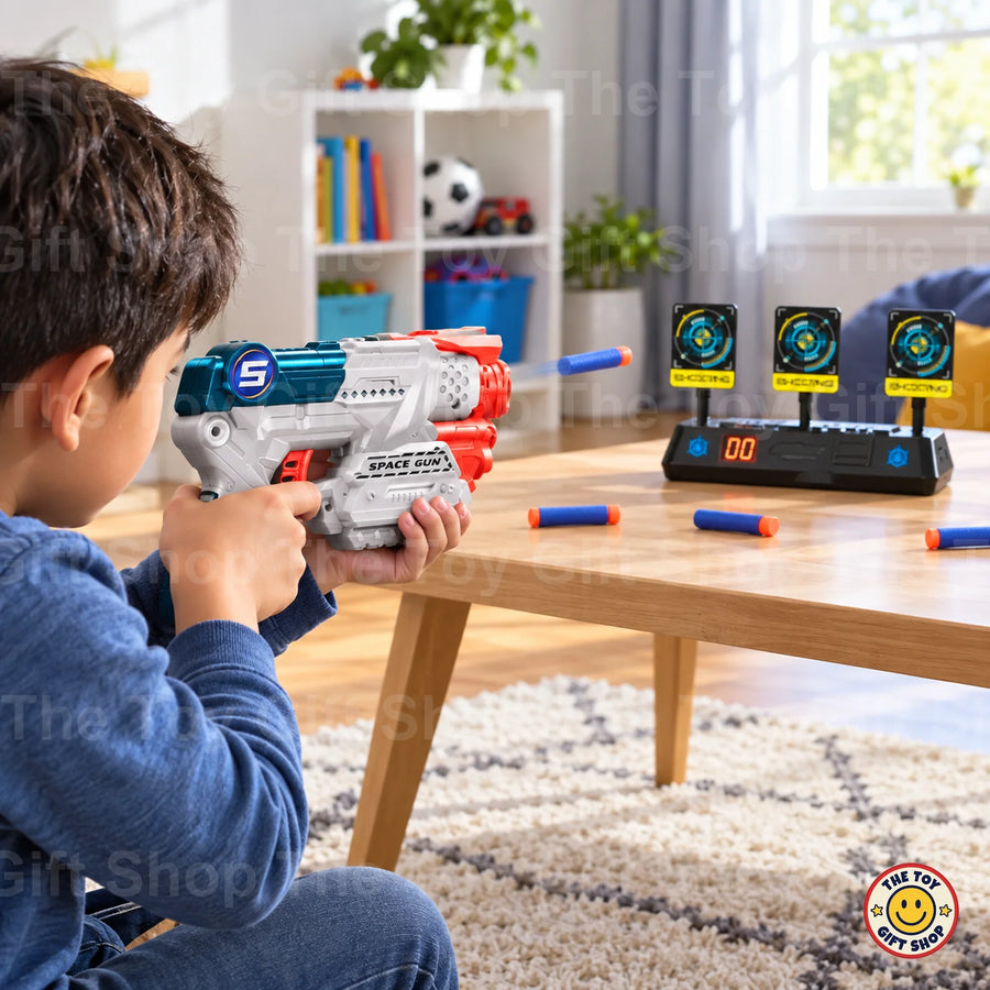 Moving Target Shooting Game with Space Gun – 10 Soft Darts – photo 3