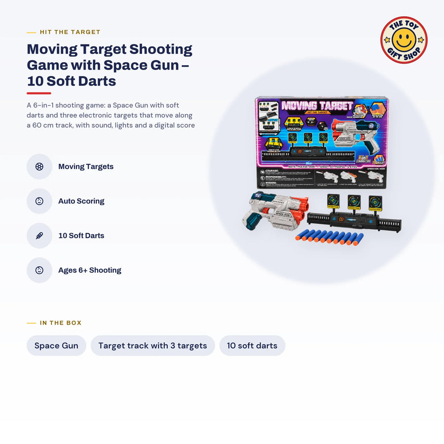 Moving Target Shooting Game with Space Gun – 10 Soft Darts – photo 4