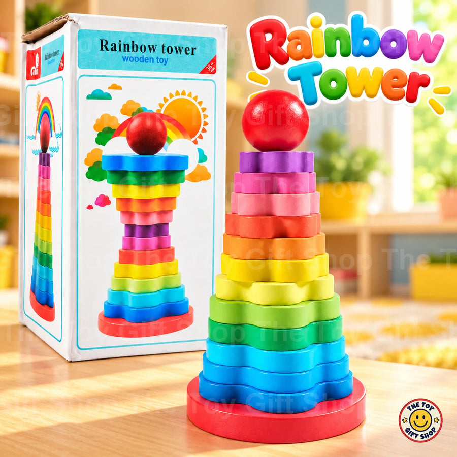 Rainbow Tower Wooden Stacking Toy – photo 2