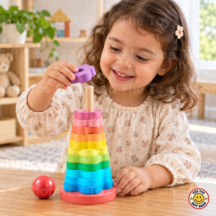 Rainbow Tower Wooden Stacking Toy – photo 3