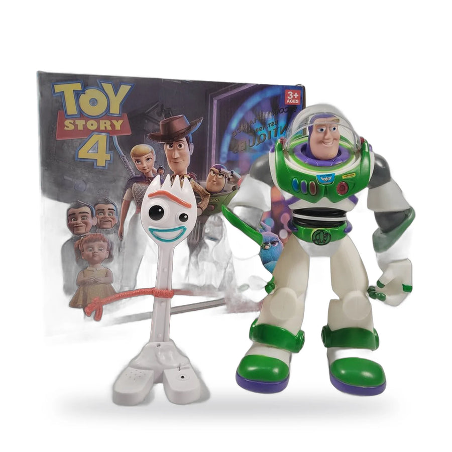 Toy Story 4 Buzz Lightyear and Forky figures with their box