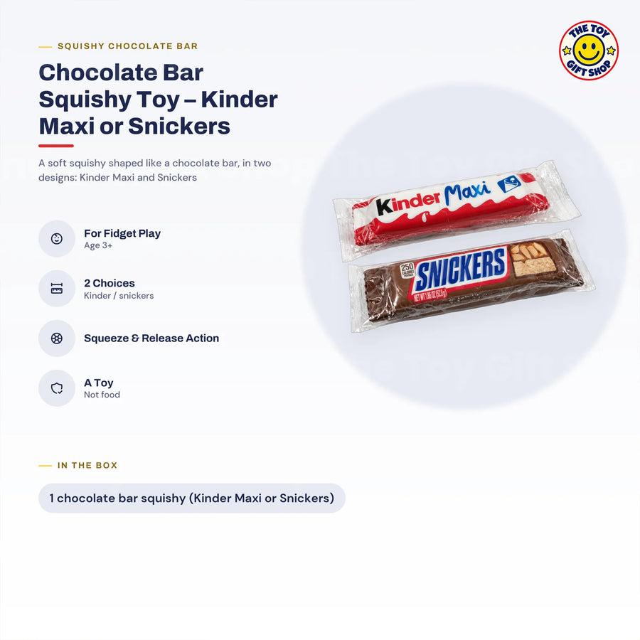 Chocolate Bar Squishy Toy, Kinder Maxi or Snickers – photo 6