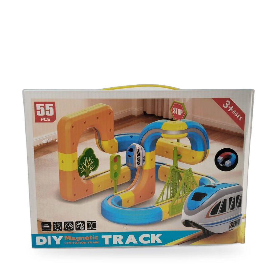 Box of the DIY Magnetic Levitation Train Track set with 55 pieces