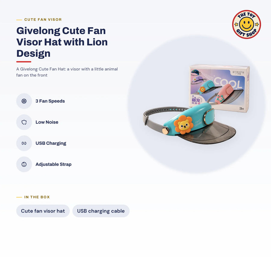 Givelong Cute Fan Visor Hat – Light Blue Lion – photo 4