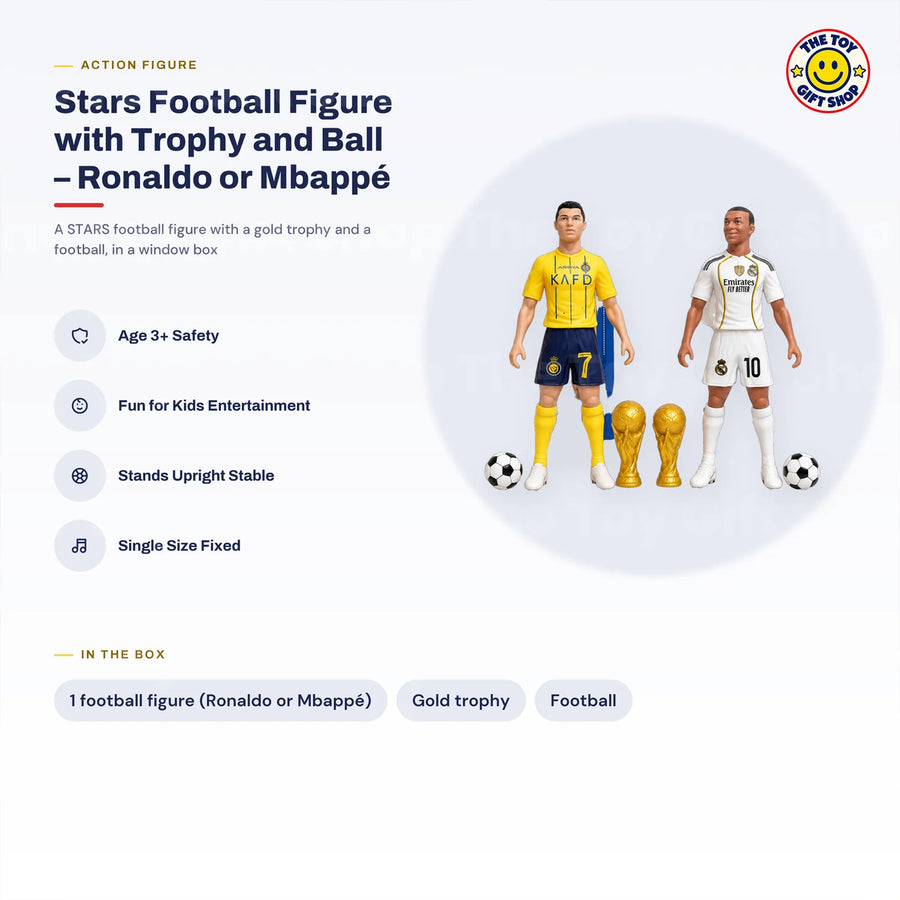 STARS Football Figure with Trophy and Ball – Ronaldo or Mbappé – photo 4