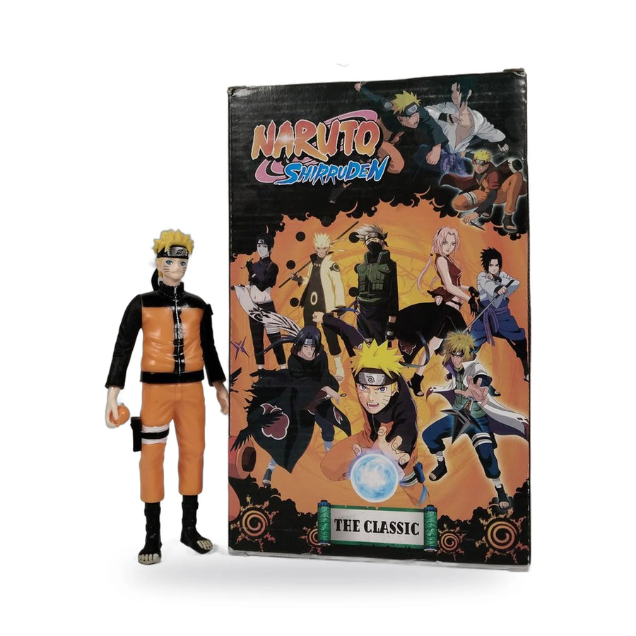 Naruto Uzumaki action figure standing upright in its original Naruto Shippuden packaging