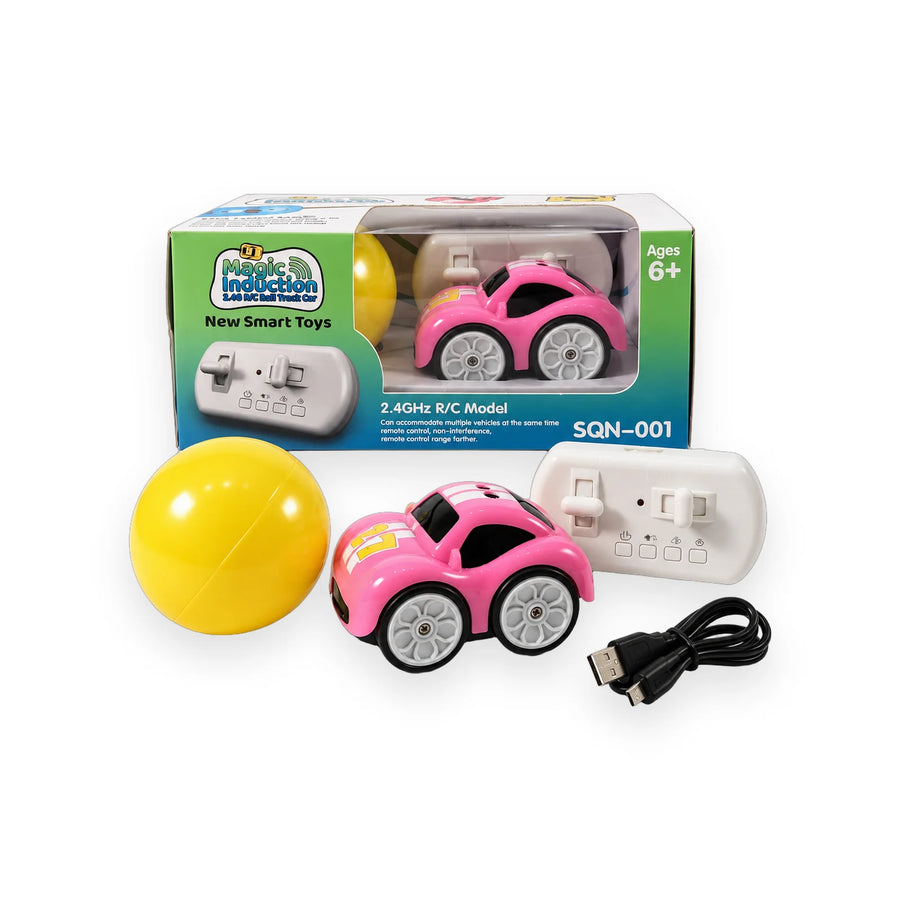 Magic Induction follow-me gesture cars in pink, green and yellow with a remote control