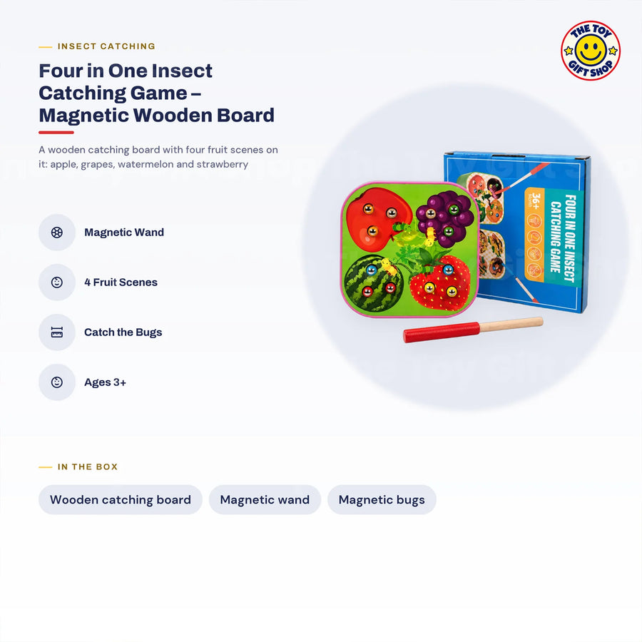 Four in One Insect Catching Game, Magnetic Wooden Board – photo 6