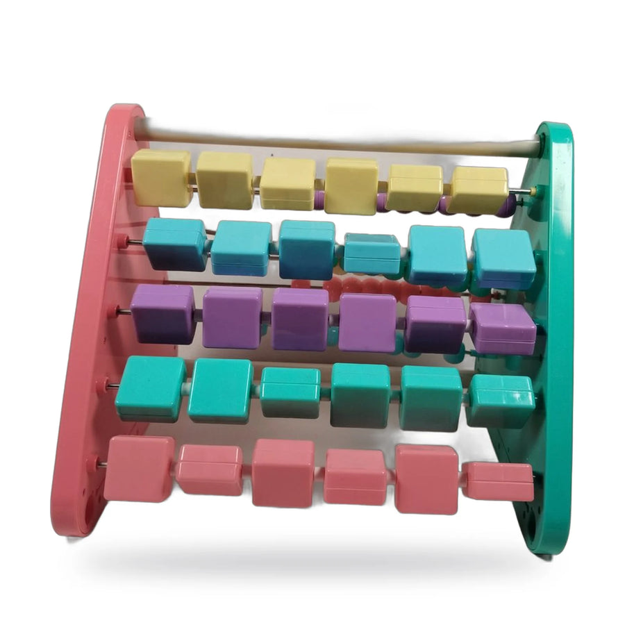 Colourful multifunction learning shelf with abacus and activity panels