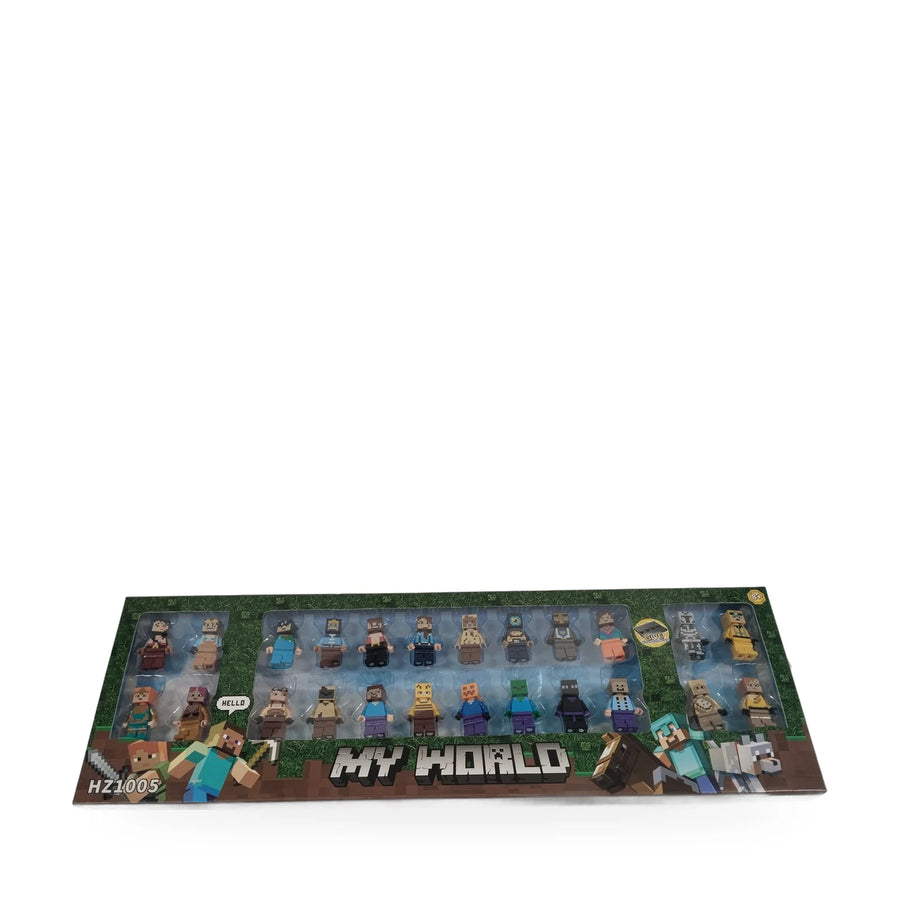 My World set of 24 blocky minifigures in a long window box