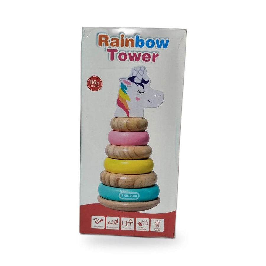 Rainbow Tower Unicorn Wooden Stacker Toy – photo 2