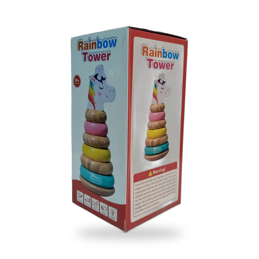 Rainbow Tower Unicorn Wooden Stacker Toy – photo 3