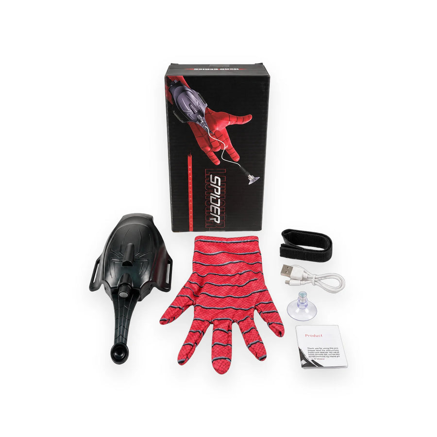 Spider launcher wrist toy with striped glove and suction launch head