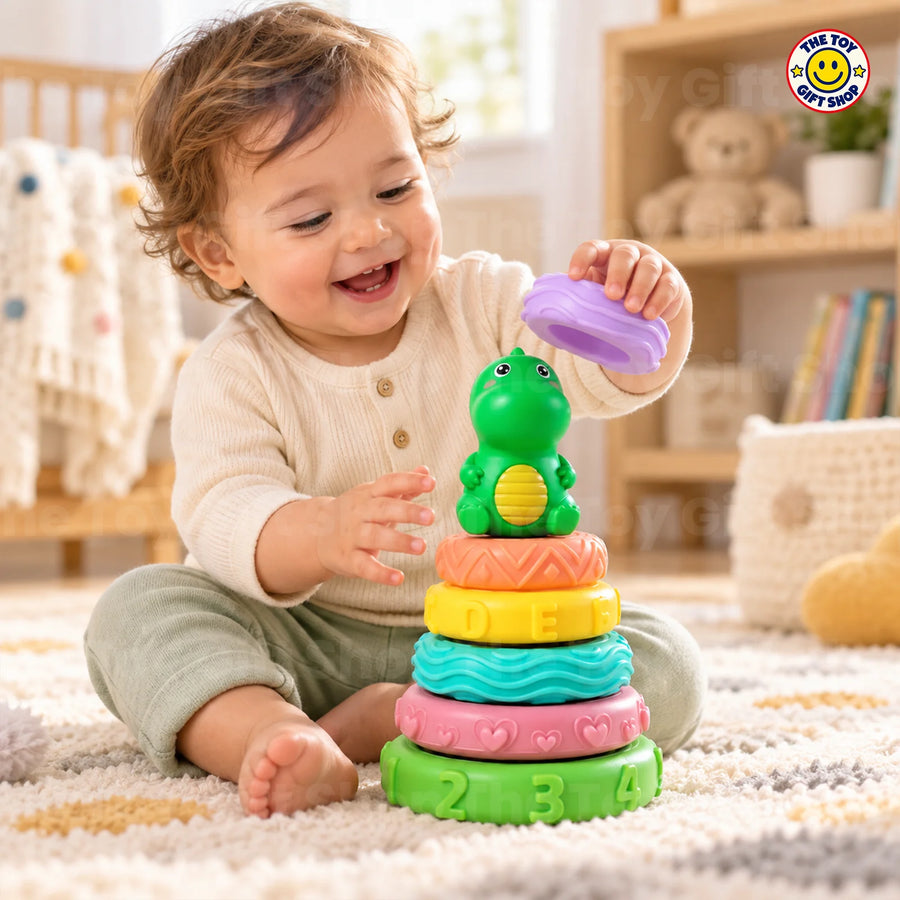 Stacked Circle Ring Stacker with Dinosaur Topper – photo 2