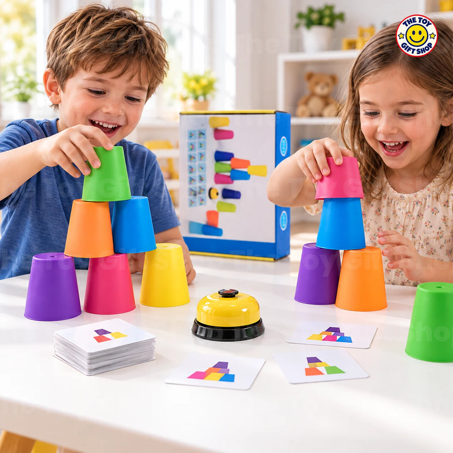 Prism Stacked Cup Battle Game with Bell and Pattern Cards – photo 2