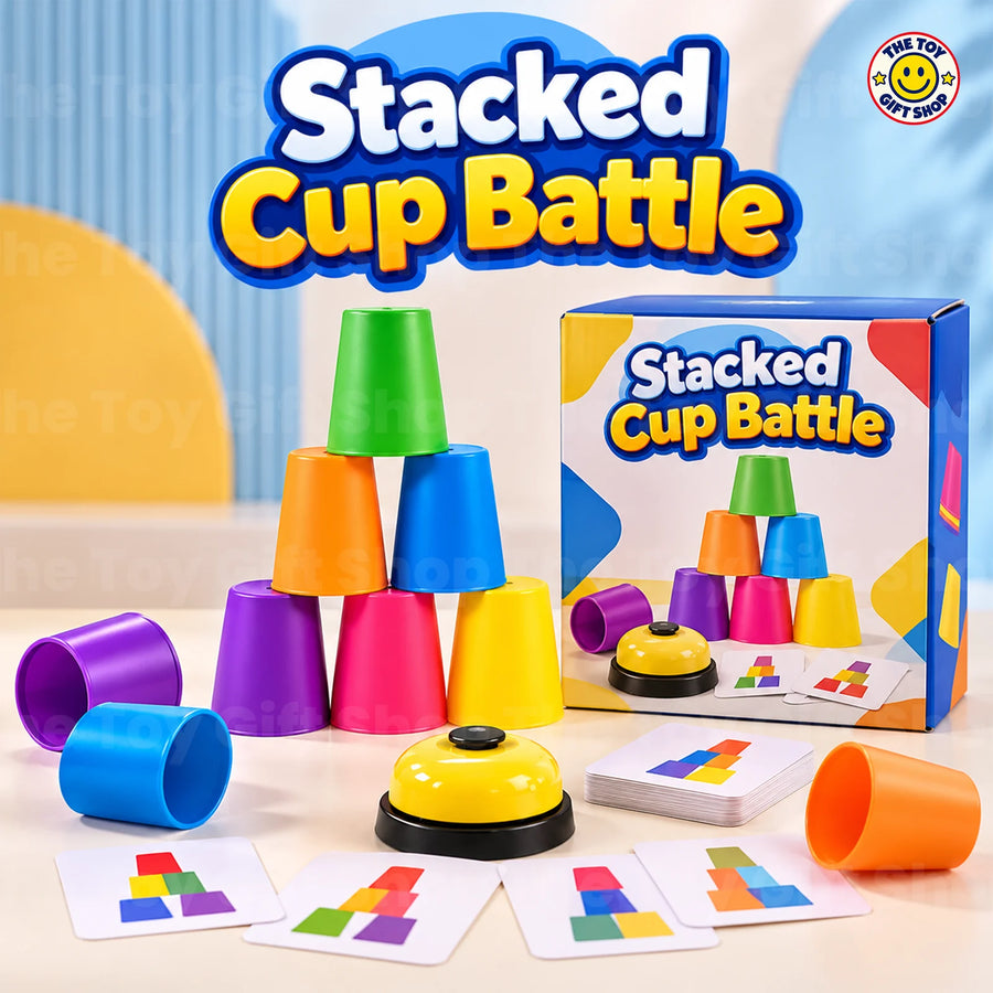 Prism Stacked Cup Battle Game with Bell and Pattern Cards – photo 3