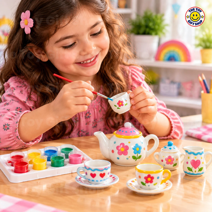 ColorDay Tea Party Painting Set – 9-Piece Mini Tea Set and 6 Colours – photo 2