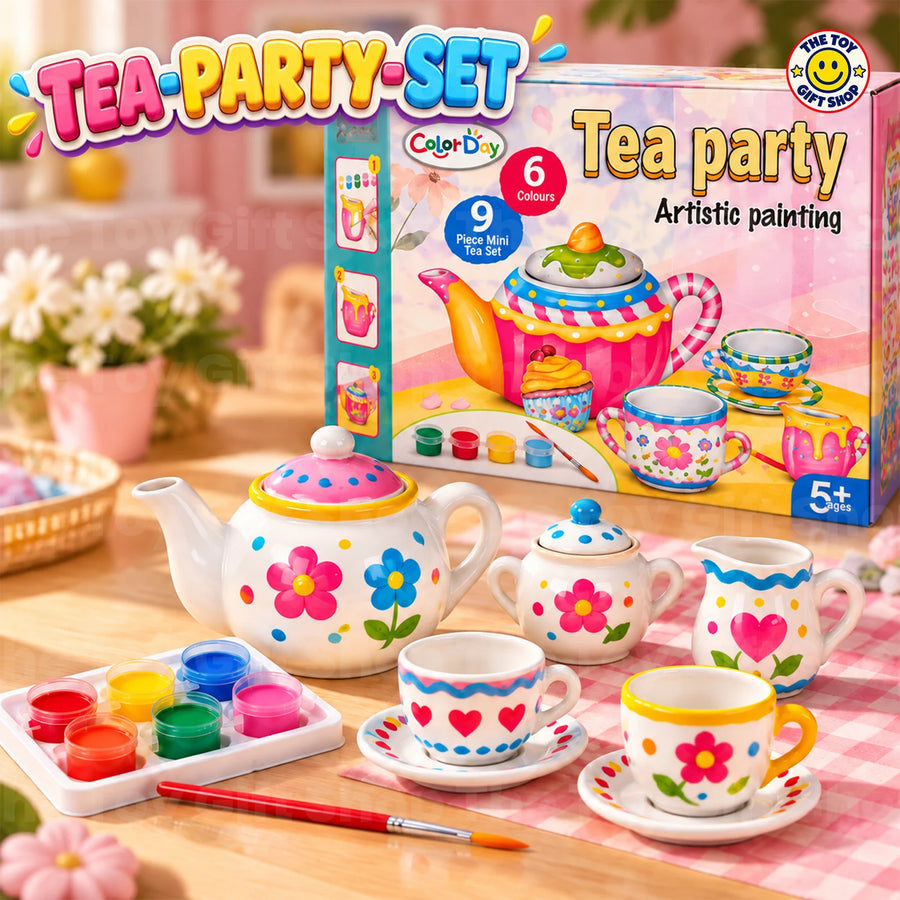 ColorDay Tea Party Painting Set – 9-Piece Mini Tea Set and 6 Colours – photo 3