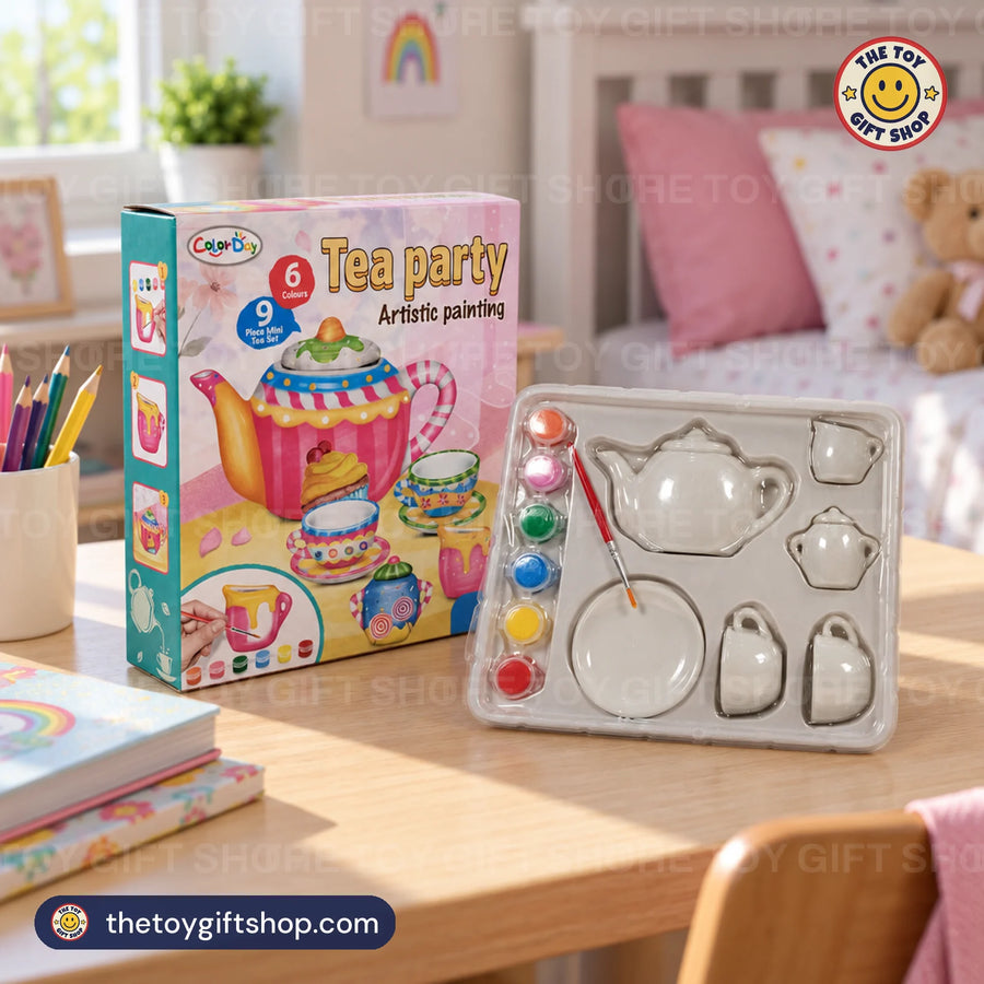 ColorDay Tea Party Painting Set – 9-Piece Mini Tea Set and 6 Colours – photo 4