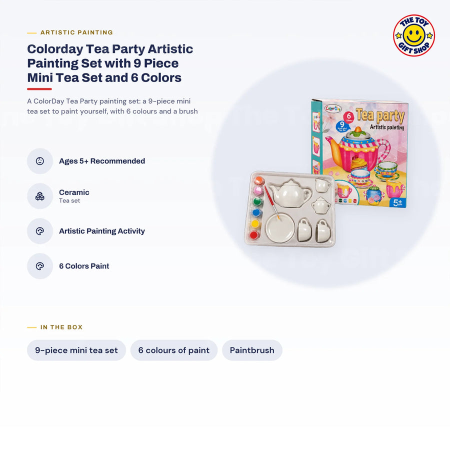 ColorDay Tea Party Painting Set – 9-Piece Mini Tea Set and 6 Colours – photo 7