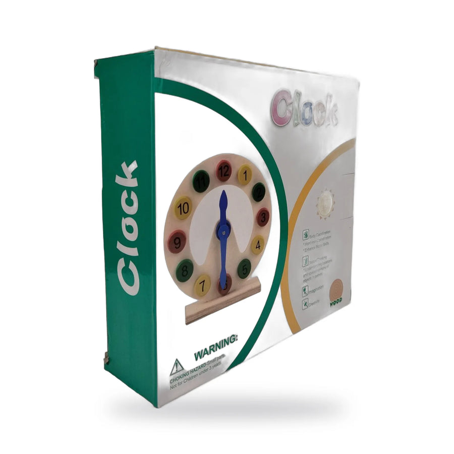 Wooden Clock Learning Toy with Number Discs – photo 2