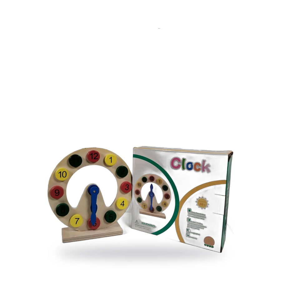 Wooden Clock Learning Toy with Number Discs – photo 3